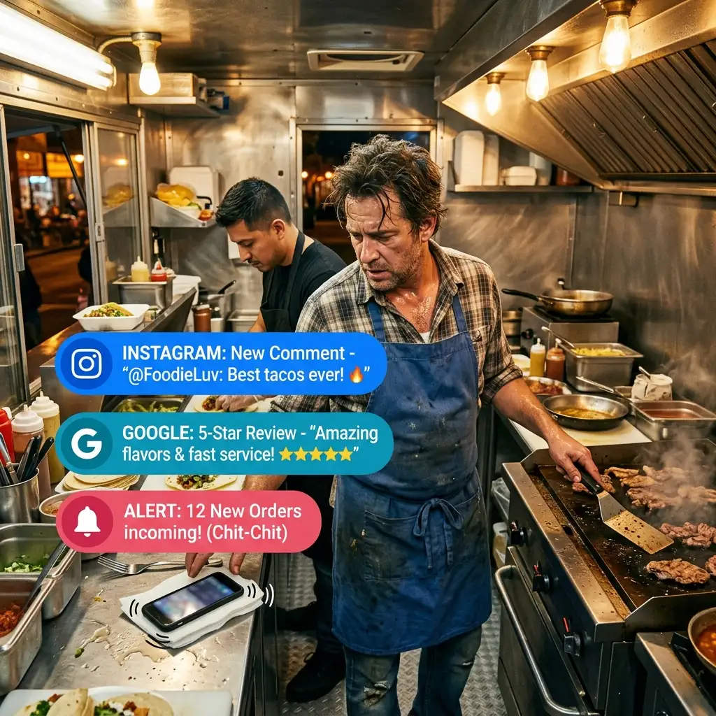 Busy food truck owner with no time for social media